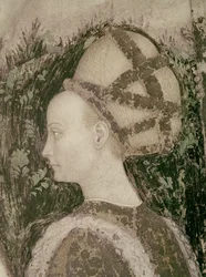 San Jorge y la princesa de Trebisonda, detalle de la cabeza de la princesa, c.1433-38